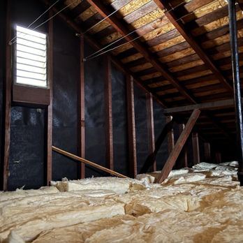 They sealed up the gable and look at that fluffy insulation!