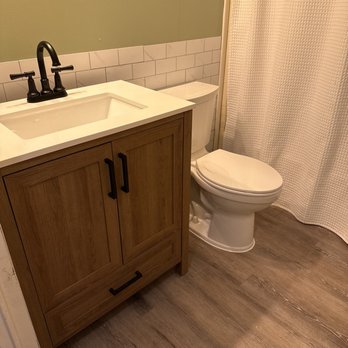 New vanity and toilet after install.