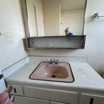 Full picture of 1960 circa vanity prior to Friendly Remodeling.