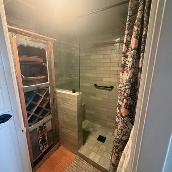 Old laundry room becomes shiny new shower room