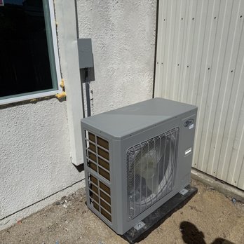 Outside heat pump equipment.