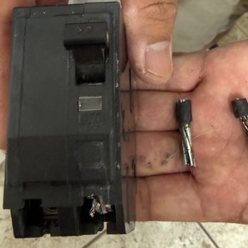 50 amp breaker that was broken and burned wires from electrical arc