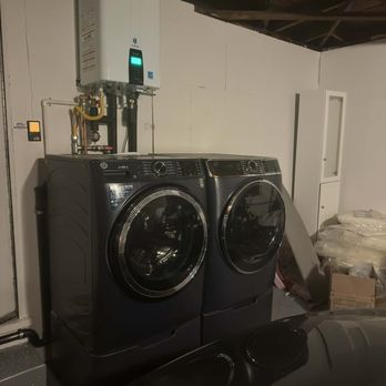 New tankless water heater, and moved washer dryer hookups all installed incredibly neatly and professionally.